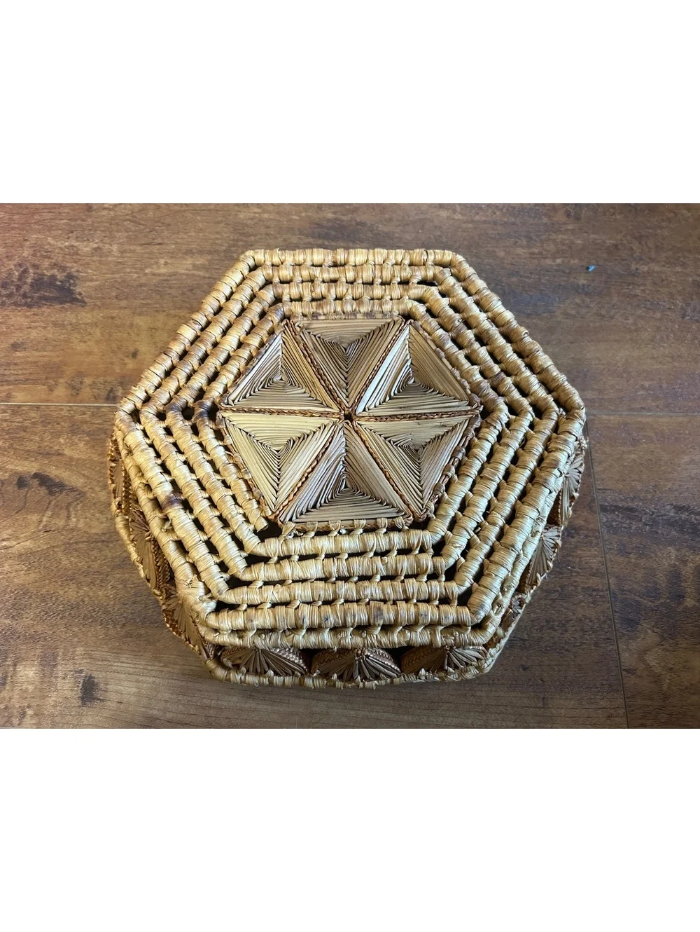 Handwoven Hexagonal Decorative Basket Made in Korea